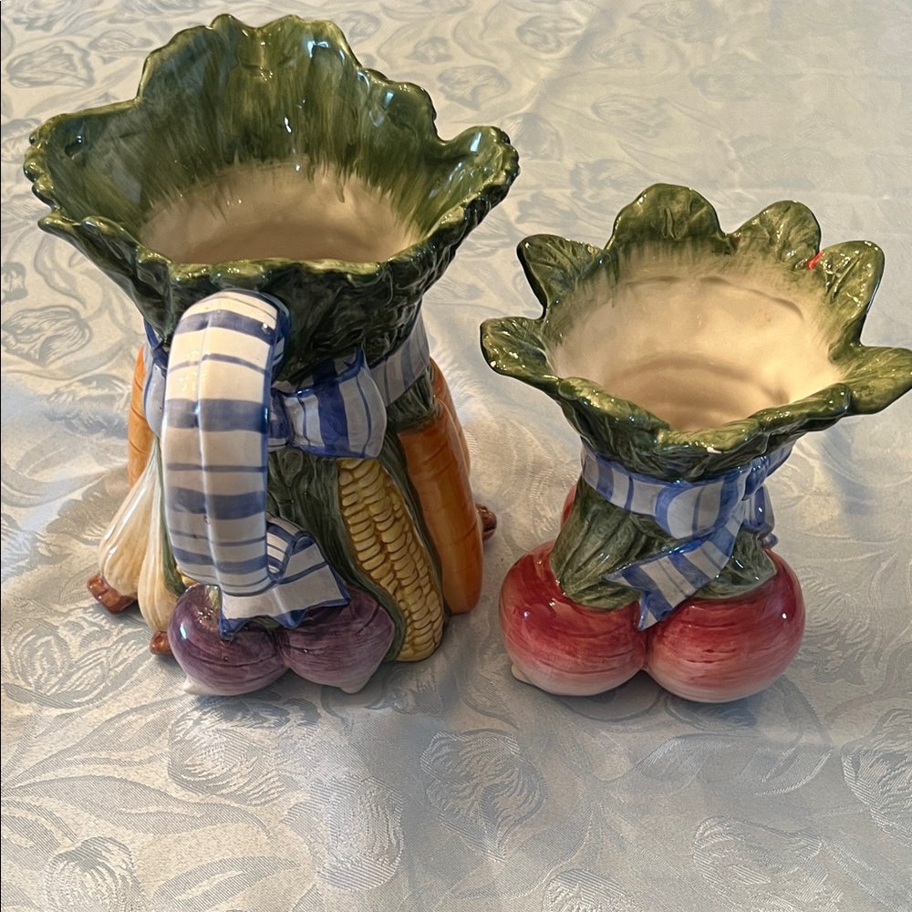 Fritz And Floyd Vintage 1995 Hand-Painted Ceramic Vegetable Pitchers